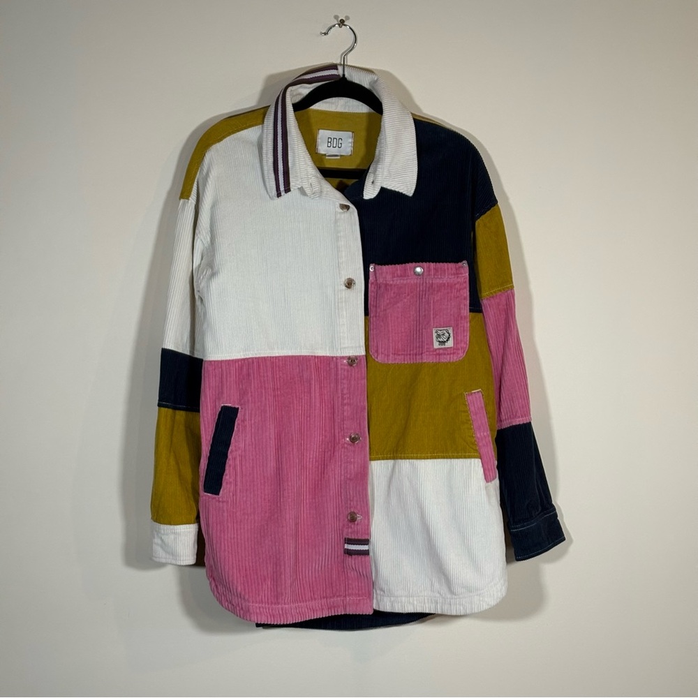 BDG Patchwork Corduroy Shacket Multicolor Blocked Jacket XS Jacket Relaxed Fit